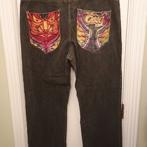 COOGI Dark Jeans with Colorful Pocket Art